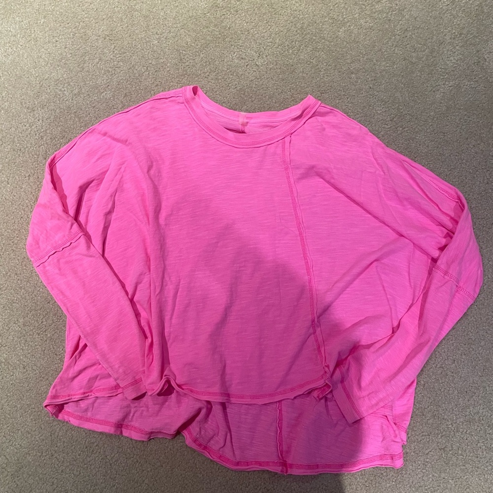 FP Movement by Free People Bright Pink Long Sleeve Tee **small hole in sleeve